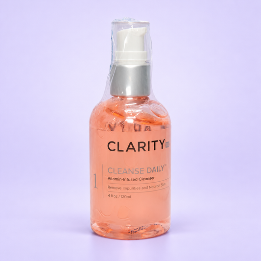 ClarityRx Cleanse Daily™ Vitamin Infused Cleanser on a soft lavender background