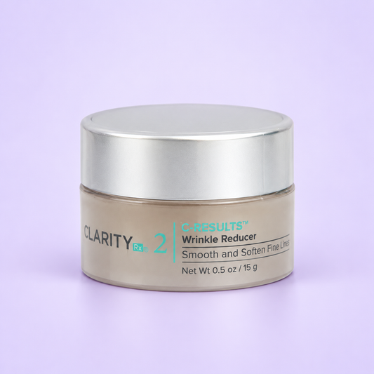 ClarityRx C Results Wrinkle Reducer on a soft lavender background