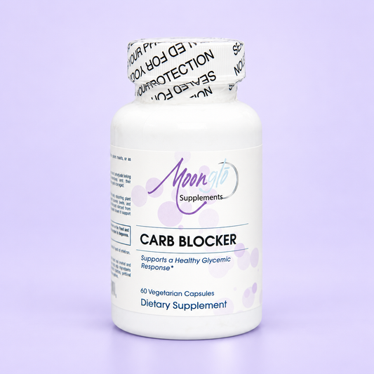 MoonGlo CARB BLOCKER on a soft lavender background