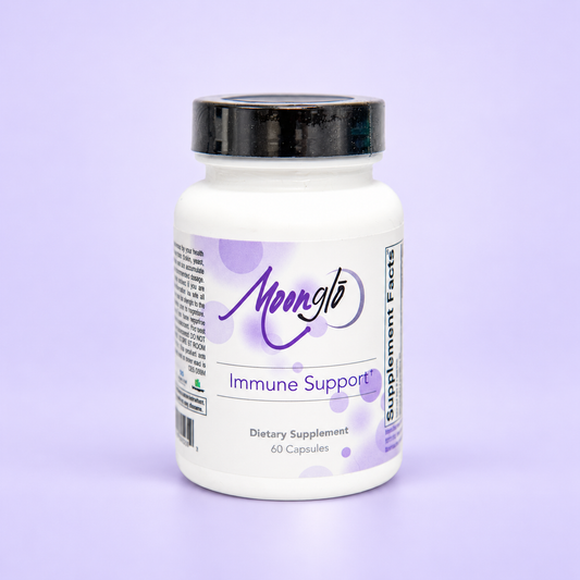 MoonGlo Immune Support on a soft lavender background