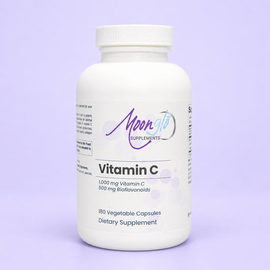 MoonGlo VITAMIN C on a soft lavender background