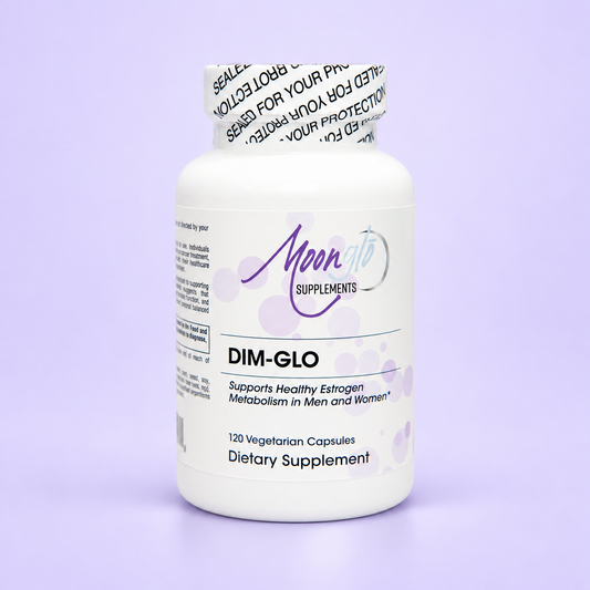 MoonGlo DIM GLO on a soft lavender background