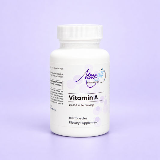 MoonGlo VITAMIN A on a soft lavender background