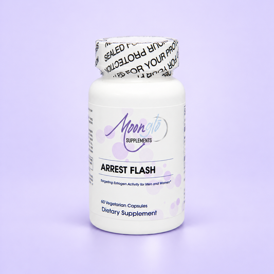 MoonGlo ARREST FLASH on a soft lavender background